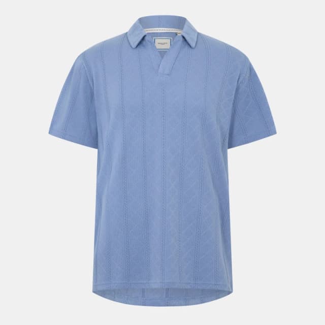 Brave Soul Brave Soul Men Jacquard Trophy Neck Polo Shirt in Blue Size: Medium Blue M Male 5063487115433