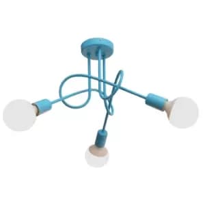 Oxford Multi Arm Semi Flush Ceiling Light Turquoise 50cm