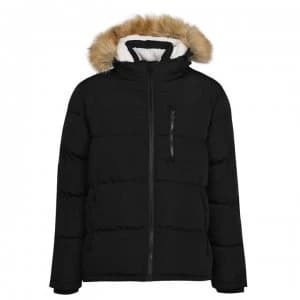 SoulCal 2 Zip Bubble Jacket Mens - Black