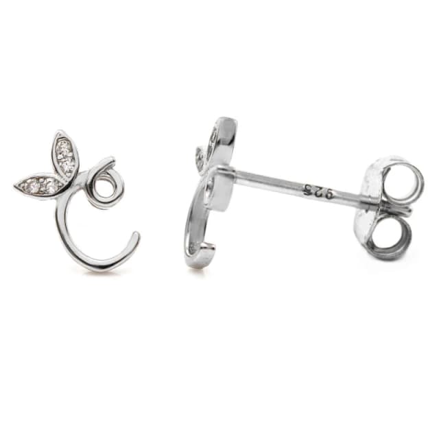 Say It With Winged Initial Earring Pair - Sterling Silver - C Silver Unisex One Size