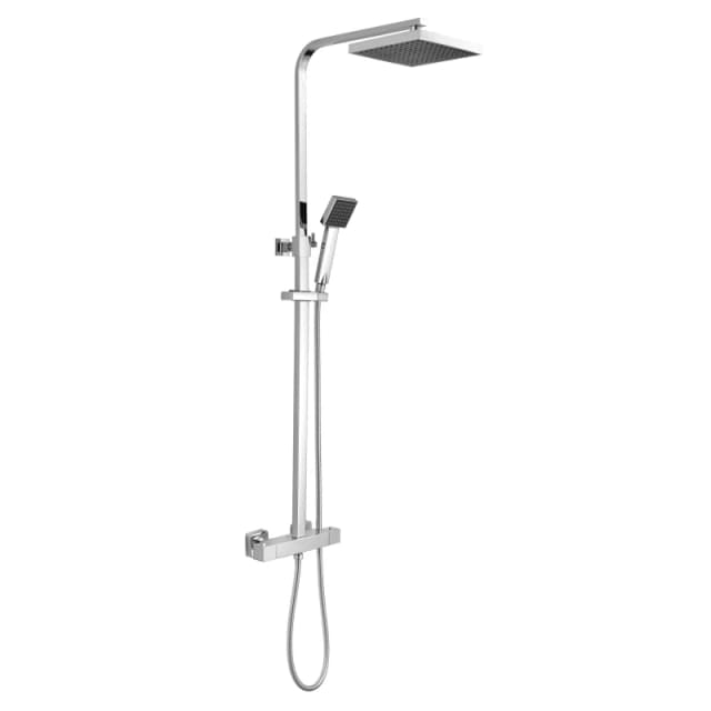 Balterley Square Thermostatic Shower KitFixed Head Adjustable Handset Chrome Silver unisex