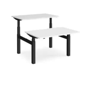 Height Adjustable Desk Back To Back Rectangular Desks 1200mm White Tops With Black Frames Elev8 Touch