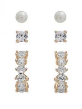 Jon Richard Gold Plate Cubic Zirconia Hoop And Pearl Multi Pac