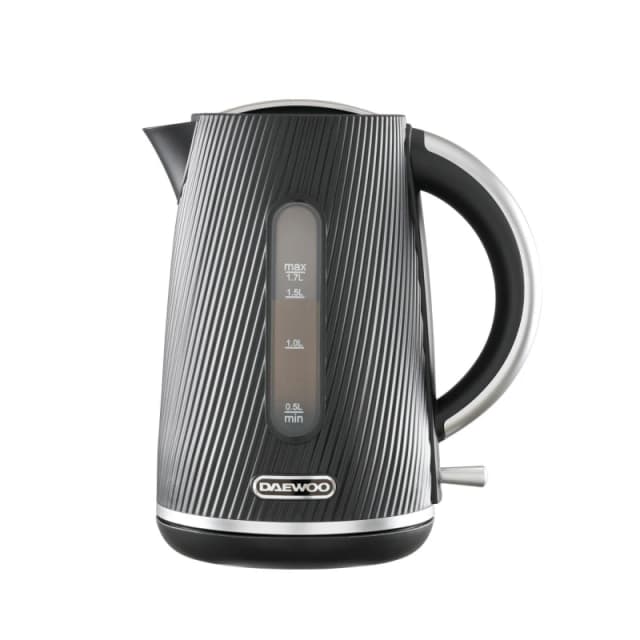Daewoo Daewoo 3000W 'Cascade' Fast Boil Electric Kettle Modern Ribbed Matt Finish in Black Size: Medium Black Medium Unisex 5024996984057