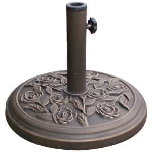 Kingfisher Cast Iron Effect Patterned Parasol Base - Bronze