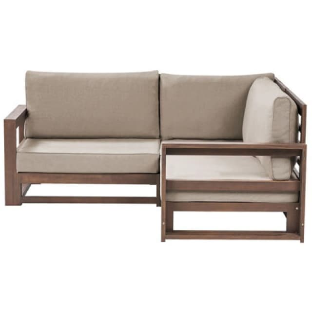 Beliani Garden Corner Sofa 2 Seater Timor Modular Certified Acacia Wood Dark Brown
