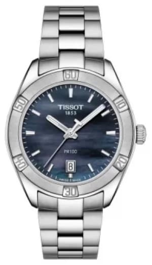 Tissot Womens PR 100 Sport Chic 36mm Stainless Steel Blue Watch