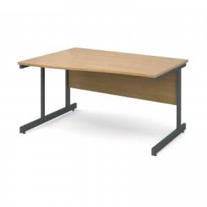 Contract 25 Left Hand Wave Desk 1400mm - Graphite Cantilever Frame oa