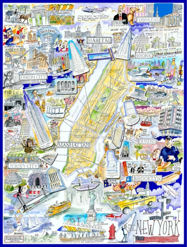 Tim Bulmer Map of New York City - Tim Bulmer 1000 Piece Jigsaw Puzzle