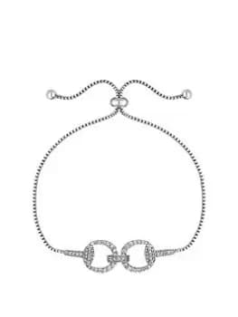 Jon Richard Rhodium Plated Cubic Zirconia Link Toggle Bracelet, One Colour, Women