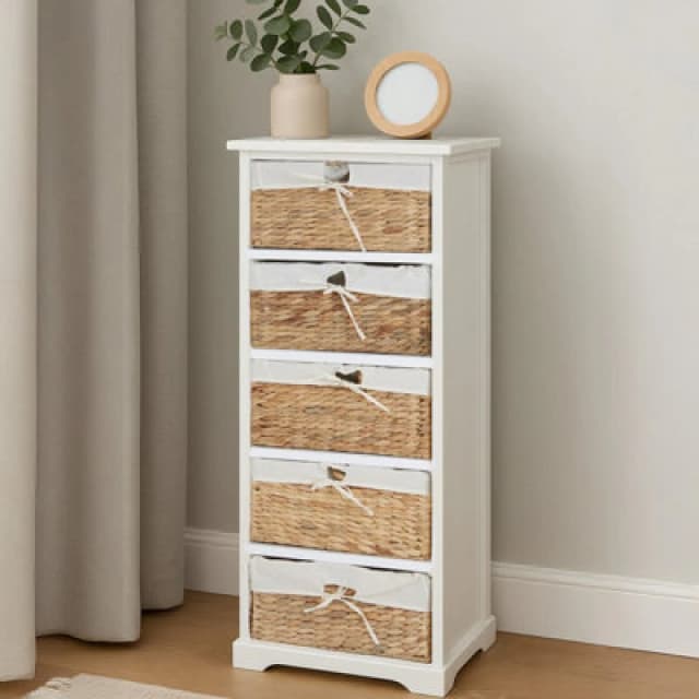 Premier Housewares Ashby 5 Drawer Chest, Delivered Fully Assembled White
