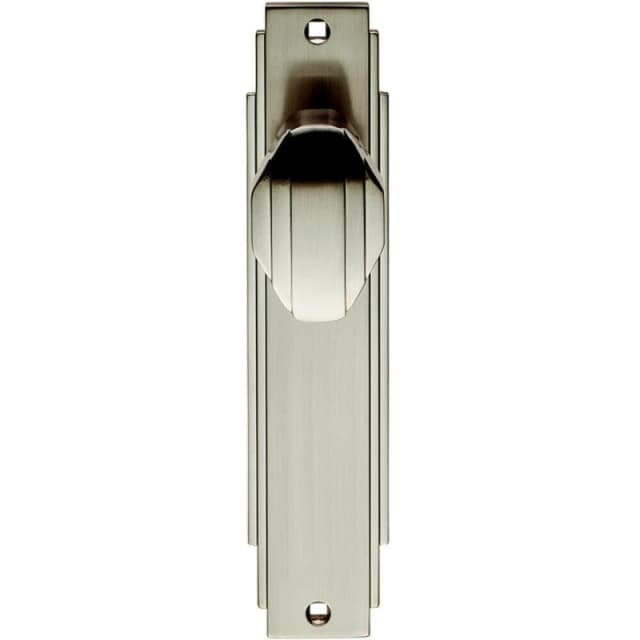 Loops PAIR Line Detailed Door Knob on Latch Backplate 205 x 45mm Satin Nickel Metallics