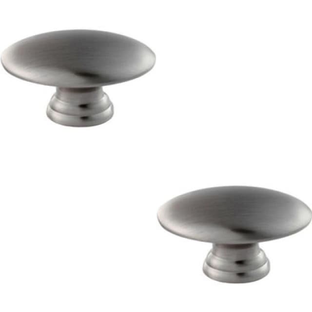 Loops 2x Oval Cabinet Door Knob on Tiered Oval Stem Satin Nickel Cupboard Handle Metallics unisex