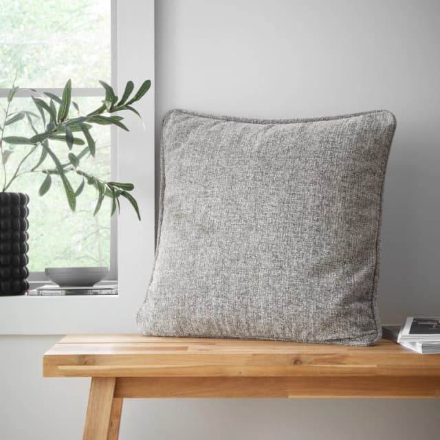 Catherine Lansfield Wilson Plain Chenille Cushion - Grey Grey 45x45cm