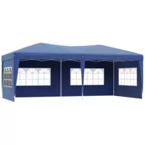 Outsunny 3 x 6m Pop Up Gazebo, Height Adjustable Marquee Holdable Party Tent with Sidewalls and Storage Bag, Blue