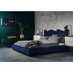 Glexton Bed Super King Plush Velvet Blue