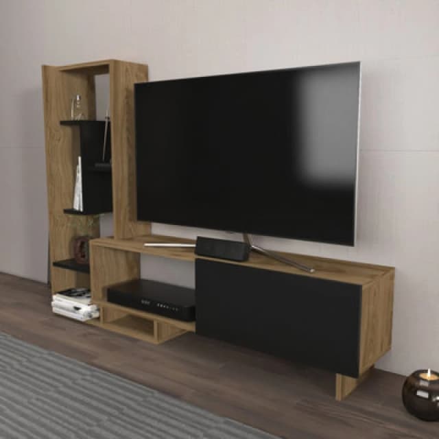 Decorotika Pegai Black and Brown TV Stand TV Unit for TVs up to 50" Brown