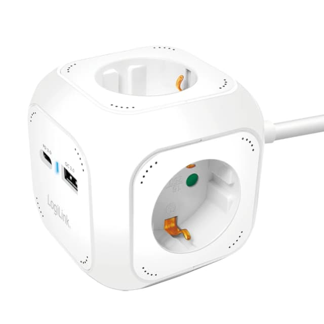 LogiLink LPS283U power extension 1.4 m 4 AC outlet(s) Indoor White