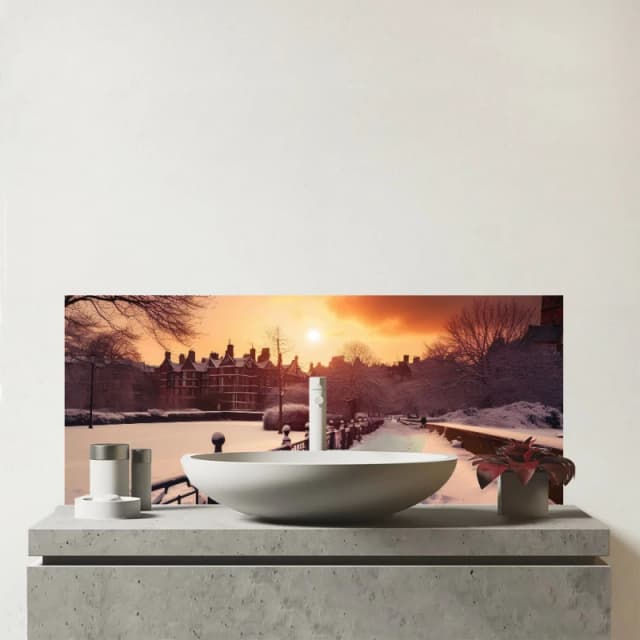 Warren Reed - Designer A Snowy Walk In London Glass Bathroom Splashback Multicolor Unisex