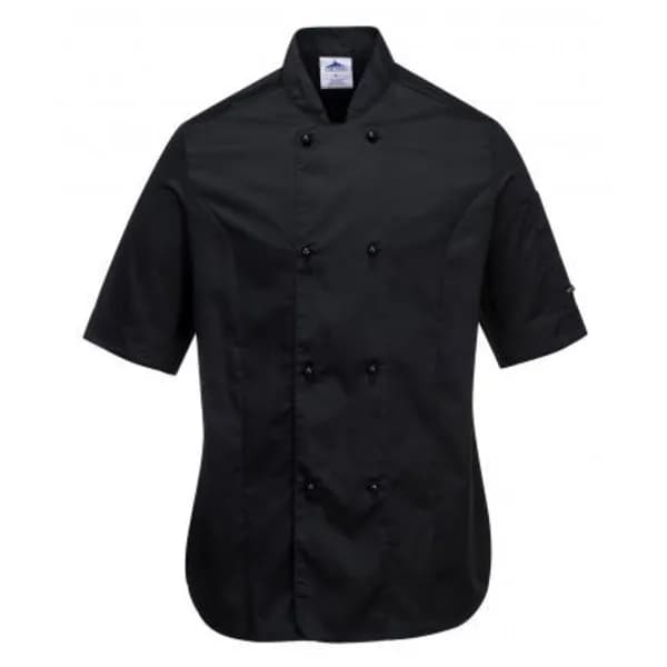 Portwest Rachel Womens Chefs Short Sleeve Jacket C737BKRL Colour: Black