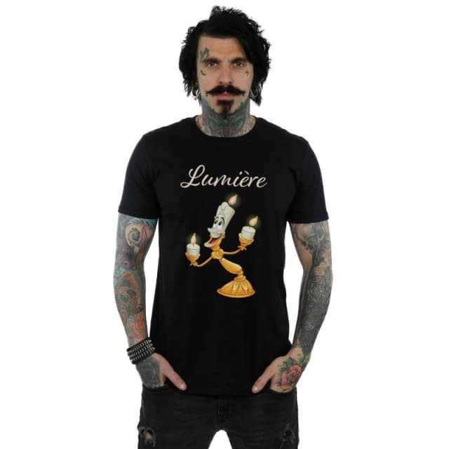Disney Men Beauty And The Beast Be Our Guest T-Shirt in Black Size: Small Black S Male 5059114948215
