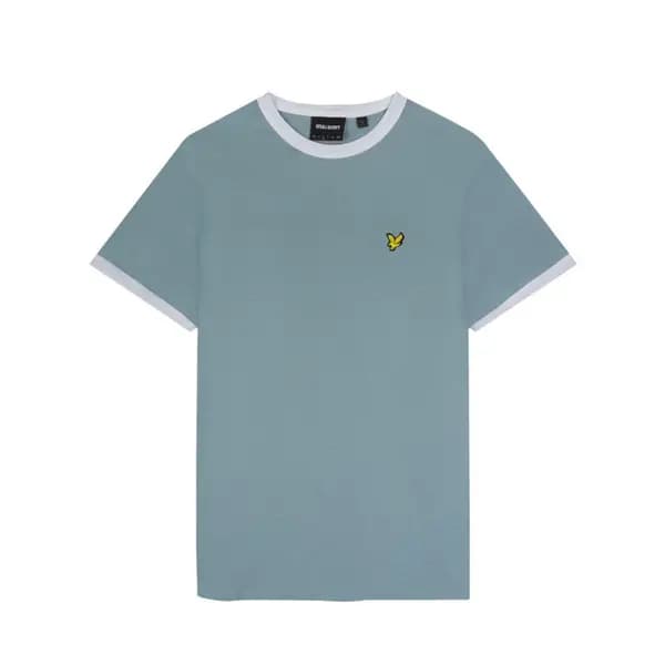 Lyle & Scott Mens Ringer Regular Fit Cotton T Shirt S - Chest 36-38' (91-96cm) Slate Blue/White LYL116-X164-S