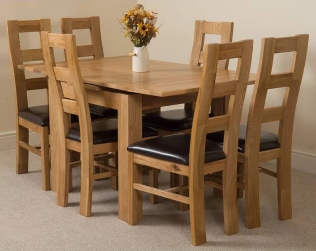 Thats Furniture Richmond 90-150cm Square Oak Extending Dining Table & 6 Yale Chairs in Brown Brown Unisex