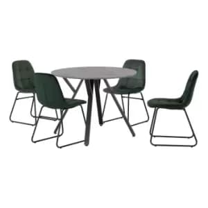 Athens Round Dining Table with 4 Lukas Chairs Green
