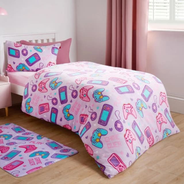 OHS OHS Gaming Fleece Duvet Cover Set Bedding Quilt Warm in Purple Size: Single Purple Single Unisex 5027434190096
