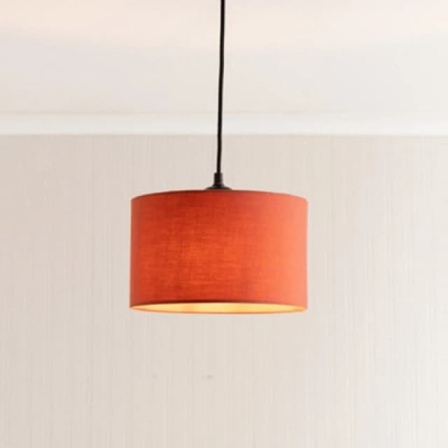 ValueLights ValueLights Reni Rust Red Fabric Easy Fit Drum Ceiling Lamp Shade with LED Bulb in Burnt Orange Size: Small Burnt Orange Small Unisex 50