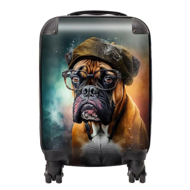 Warren Reed Designer Boxer Dog Splashart Suitcase - Large