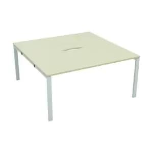 Jemini 2 Person Extension Bench Desk 1400x1600x730mm MapleWhite