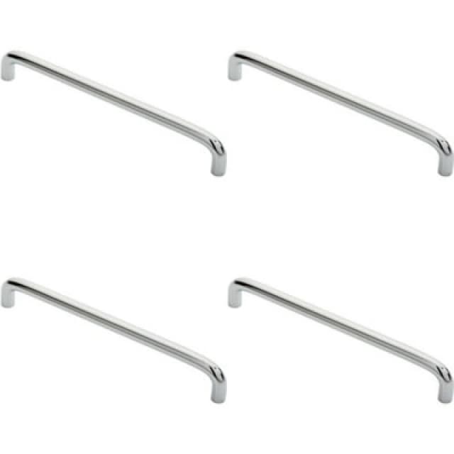 Loops 4x Round D Bar Cabinet Pull Handle 202 x 10mm 192mm Fixing Centres Chrome Multi unisex