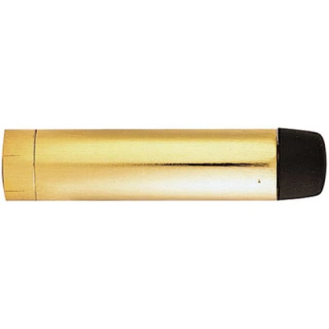 Loops Wall Mounted Rubber Tipped Doorstop Cylinder 71 x 16mm Polished Brass Metallics