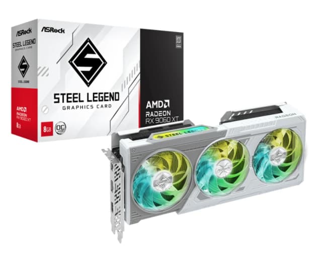 ASRock AMD Radeon RX 9060 XT Steel Legend OC 8GB GDDR6 Graphics Card - 90-GA5ZZZ-00UANF