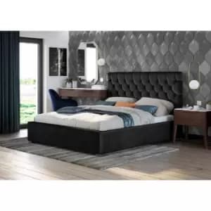 Rosiana Upholstered Beds - Plush Velvet, King Size Frame, Black - Black
