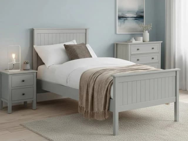 Julian Bowen Maine Dove Grey Wooden Bed Frame - 3ft Single
