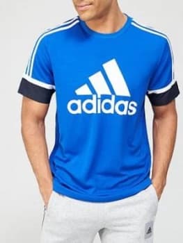 Adidas Colourblock Polyester T-Shirt - Blue