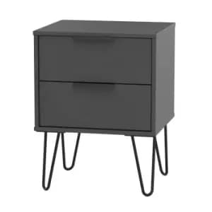 Hirato 2 Drawer Black Locker With Black Hairpin Legs