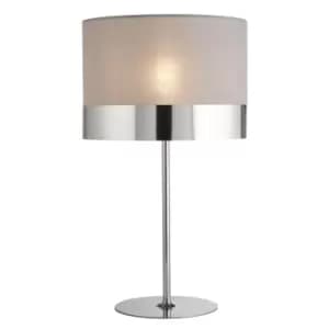 Classic Chrome Base Table Lamp with Grey Shade Metallic Contrast