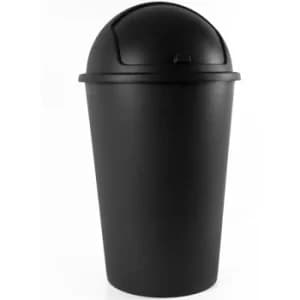 Waste Bin 50L Flip Swing Push Can Rubbish Kitchen Home Plastic Lid Dustbin Trash Black