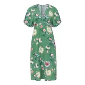 Yumi Sage Green Floral Blossom Kimono Dress - Green