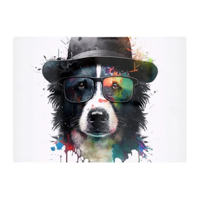 Warren Reed Designer Border Collie Dog Splashart Chopping Board