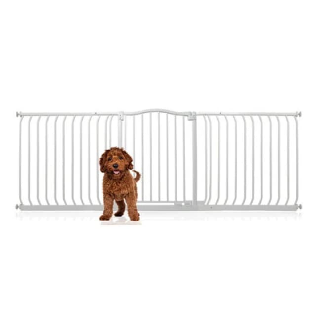 Bettacare Curved Top Dog Gate, 197Cm - 206Cm, Matt White, Pressure Fit Pet Gate For Dog And Puppy, Pet And Dog Barrier