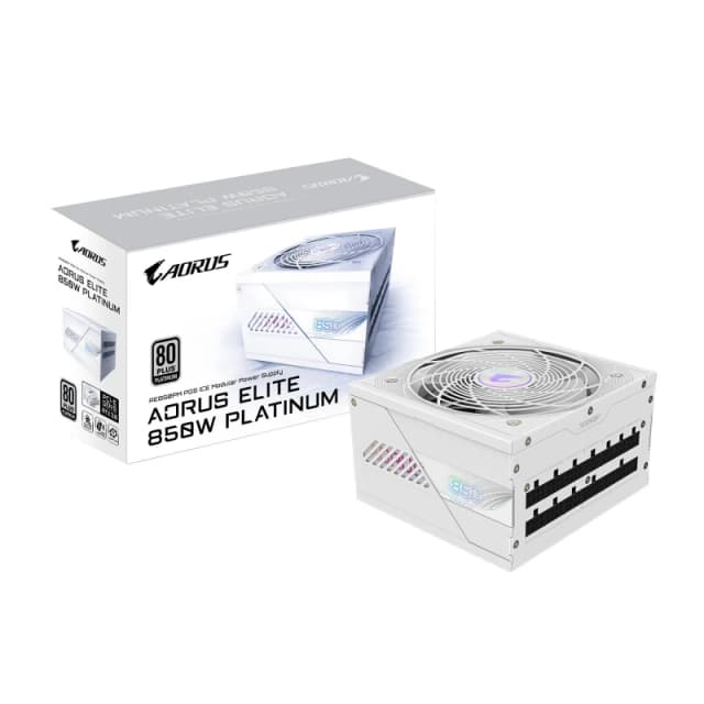 Gigabyte Gigabyte AORUS ELITE P850W ICE Power Supply - PCIe 5.0, 80 PLUS Platinum, Fully Modular Design, 120mm Fan, ATX 3.0 compatible, EU Plug GP-AE8