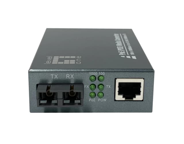 LevelOne RJ45 to SC Gigabit Media Converter. PoE PSE. Multi-Mode Fiber