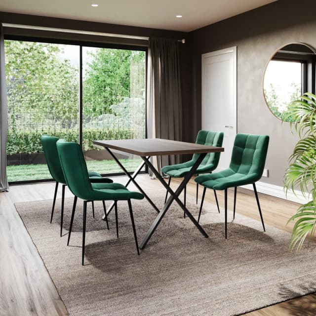 Lassic Vida Designs Richton Set Of 4 Fabric Dining Chairs Green unisex Set of 4