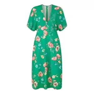 Yumi Green Floral Kimono Midi Dress - Green