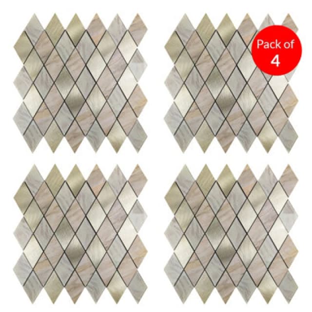 Ener-J Rose Gold Slate Diamond Pattern Peel And Stick Aluminum Tile Size:295 X 295 X 4.5mm (Pack Of 4)