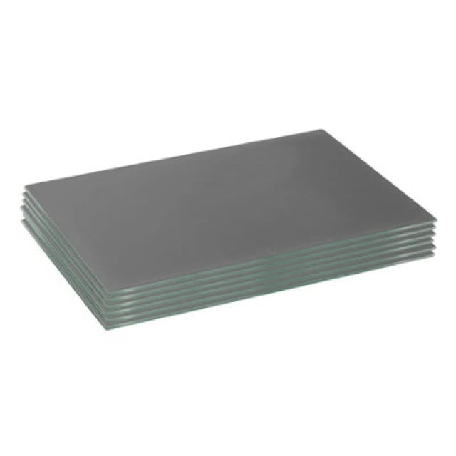 Harbour Housewares 6X Glass Placemats - 40 X 30Cm - Grey - Dining Table Place Mats Tabletop Protector For Kitchen Worktops